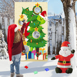 Green Christmas Tree Party Toss Game, Christmas Bean Bag Tossing Game Theme Group Sports Tossing Activity Banner Backdrop Carnival Birthday Party Supplies Favors Decorations for Kids Adults