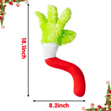 Roll over image to zoom in        Furry Green Thief Christmas Decoration Arm Ornament Green Christmas Tree Topper Xmas Arm Plush Doll Green Christmas Thief Hand Decors Holder for Christmas New Year Party