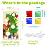 Green Christmas Tree Party Toss Game, Christmas Bean Bag Tossing Game Theme Group Sports Tossing Activity Banner Backdrop Carnival Birthday Party Supplies Favors Decorations for Kids Adults