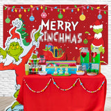 9tilight Merry Christmas Backdrop Banner Green Gnome Background Banners 78’’ x 45 Extra Large Backdrops Xmas Party Decorations Supplies Funny Flag Decor Photo Props for Indoor Outdoor